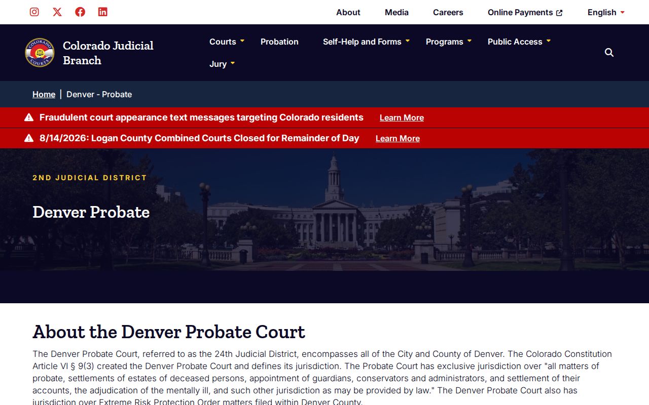 Denver County court docket routing for Denver Probate Court