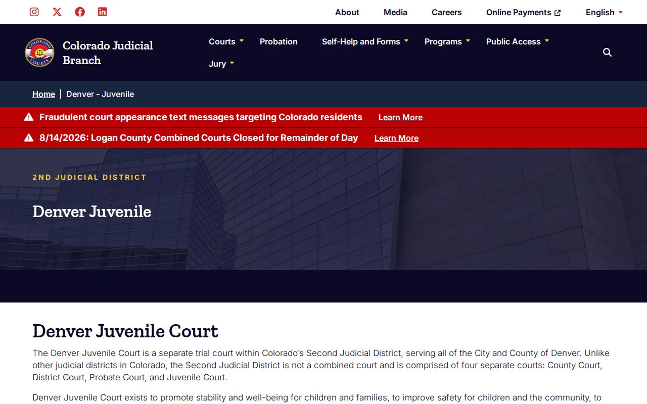 Denver County court docket access for Denver Juvenile Court
