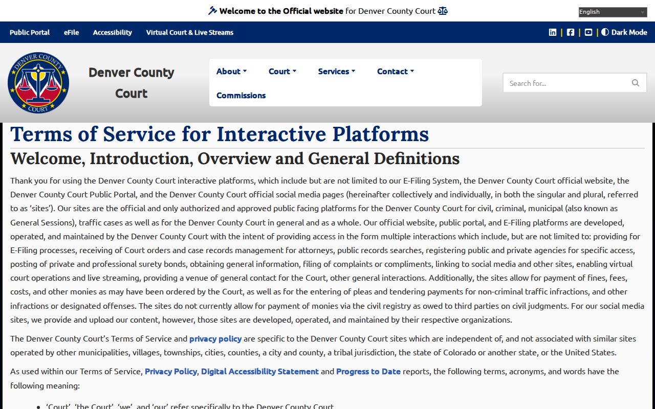Denver County case search Public Portal access terms