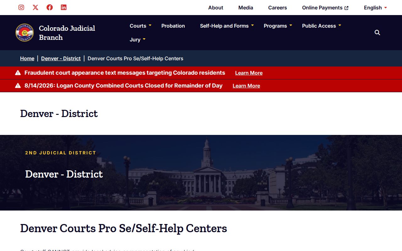 Denver court docket self-help center access