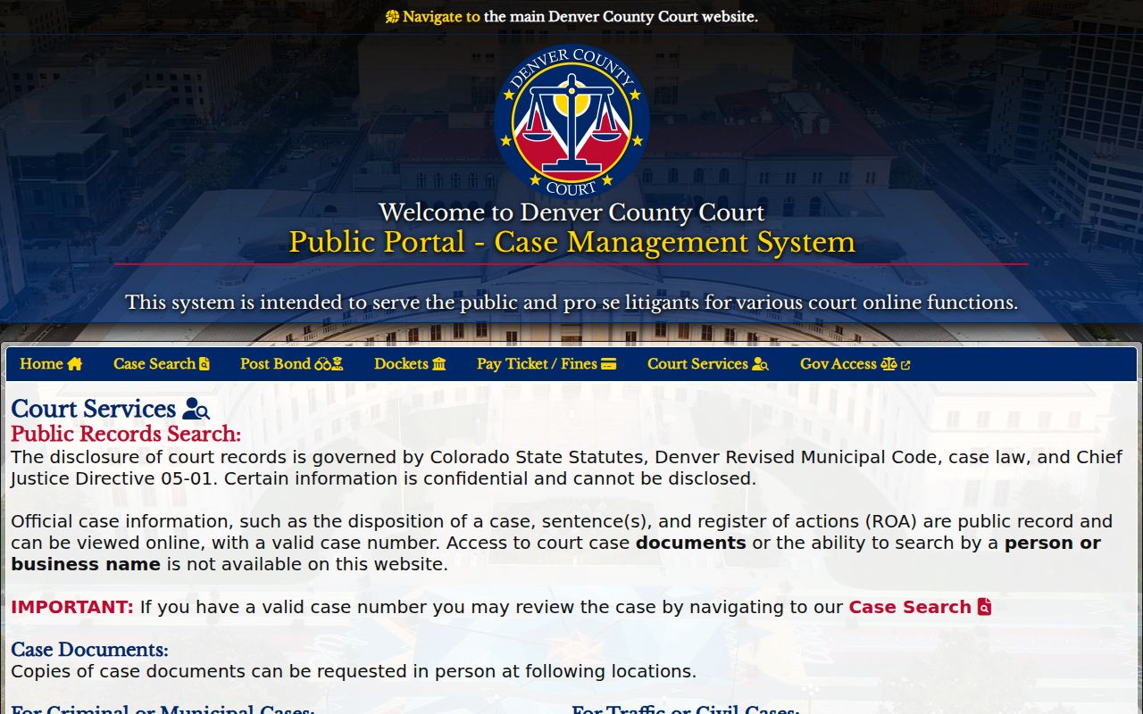 Denver County court records services and copy access